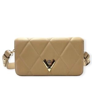 Valentino Orlandi Vigan I'm Taupu Crossbody Quilted Clutch.